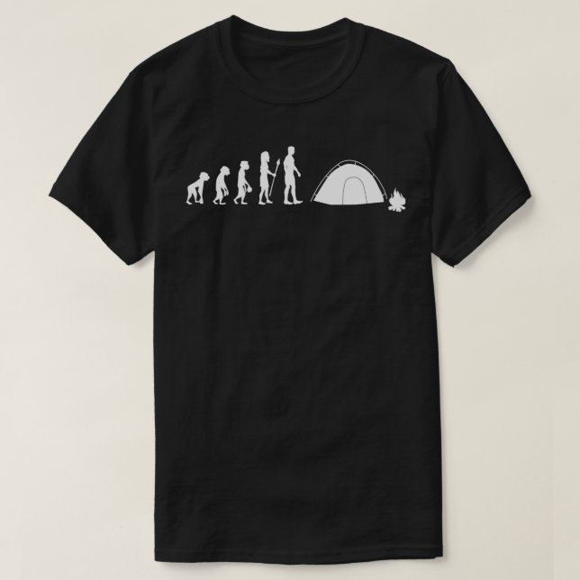 Camping funny retro evolution of humans novelty gr T-Shirt (Design Front)