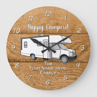 Camping Generic Class C wood design Large Clock
