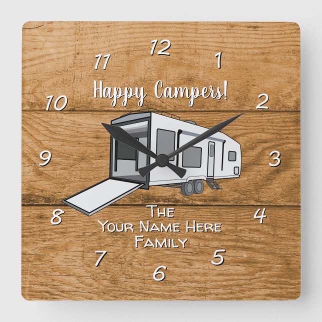 Camping Generic Toy Haulier wood design  Square Wa Square Wall Clock (Front)