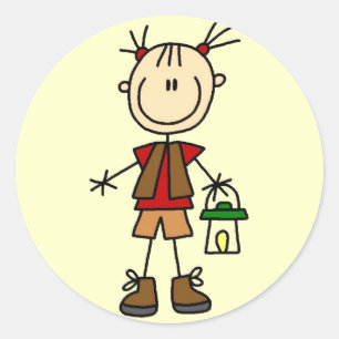 Camping Girl With Lantern Tshirts and Gifts Classic Round Sticker