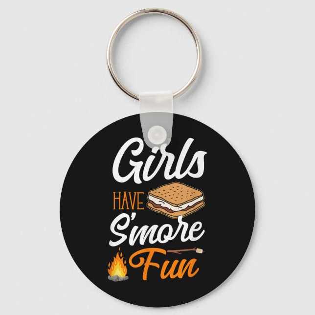 Camping Girls Have Smore Fun Campfire Marshmallow  Key Ring (Front)