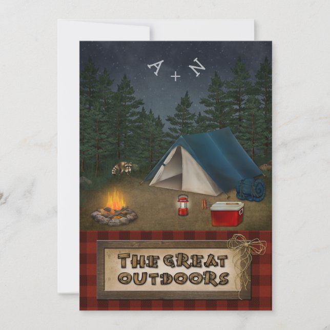 Camping, Glamping, Fishing, Nature Wedding Invite (Front)