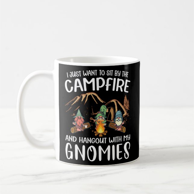 Camping Gnome Hangout With My Gnomies Campfire Coffee Mug (Left)