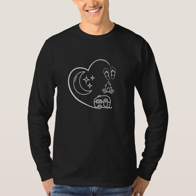 Camping Graphic Travel Trailer Flip Flops Campfire T-Shirt (Front)