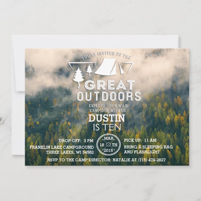 Camping Great Outdoors Invitation (Front)