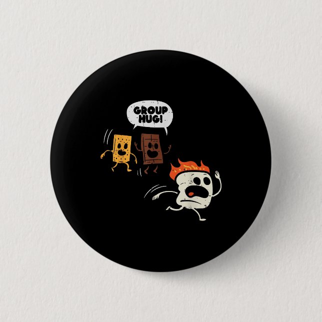 Camping Group Hug Smores Funny Marshmallow Men Wom 6 Cm Round Badge (Front)