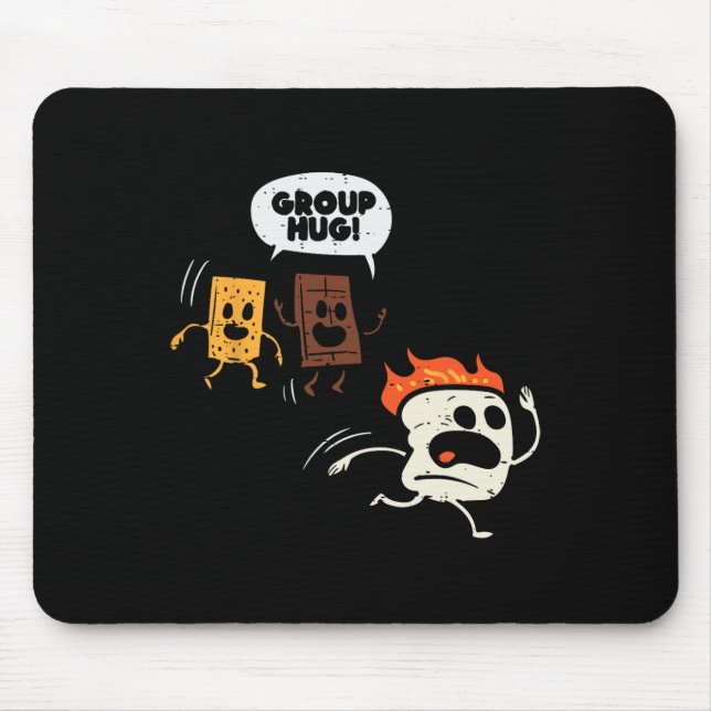 Camping Group Hug Smores Funny Marshmallow Men Wom Mouse Pad (Front)