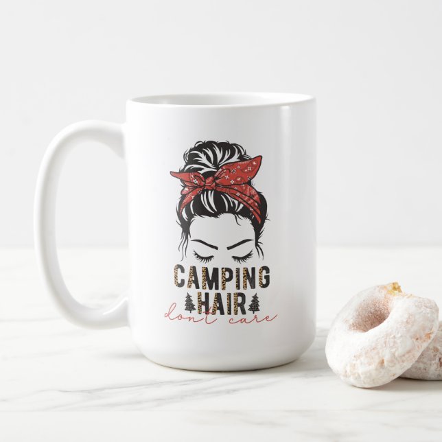 Camping Hair Don't Care Coffee Mug (With Donut)