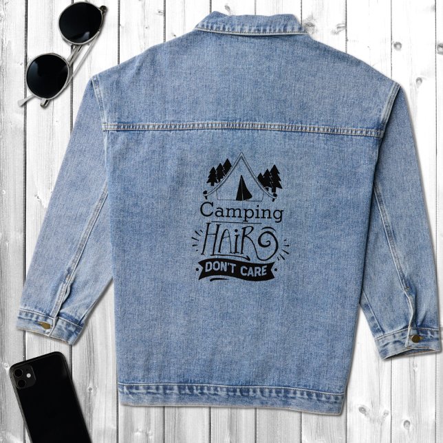 Camping Hair Don't Care Denim Jacket (Creator Uploaded)