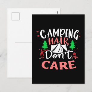 Camping Hair Don't Care Funny Holiday Postcard