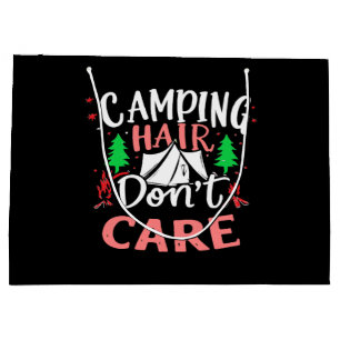 Camping Hair Don't Care Funny Large Gift Bag