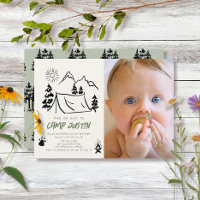 Camping Hand-drawn Tent Photo Boy 1st Birthday