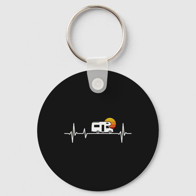 Camping Heartbeat Rv Caravan Motorhome  Key Ring (Front)