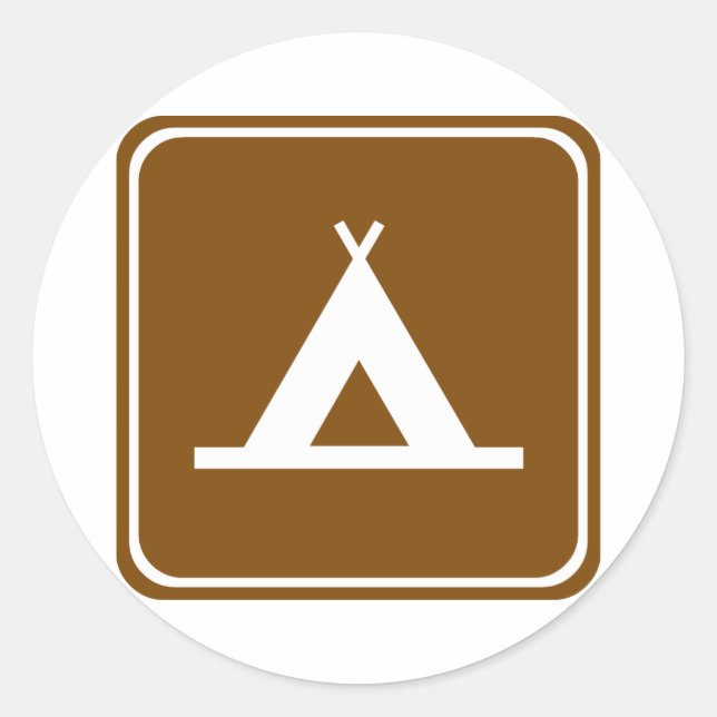 Camping Highway Sign Classic Round Sticker (Front)