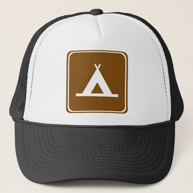 Camping Highway Sign Trucker Hat (Front)