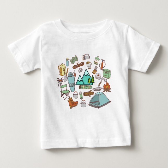 Camping, Hiking, Adventure Baby T-Shirt (Front)