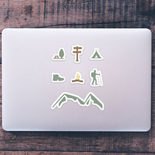 Camping, Hiking and Outdoor Stickers Set
