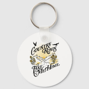Camping Hiking Mountain Country Roads Take Me Home Key Ring