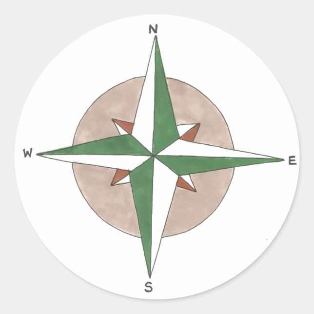 Camping Hiking Mountaineering Compass Direction Classic Round Sticker (Front)