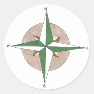Camping Hiking Mountaineering Compass Direction Classic Round Sticker