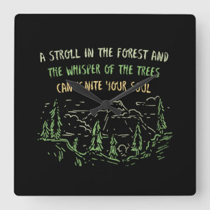 Camping Hiking Mountains Gift Square Wall Clock