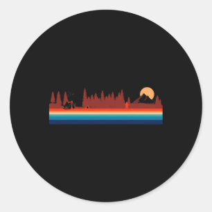 Camping Hiking Nature Mountains Retro Style 80's  Classic Round Sticker