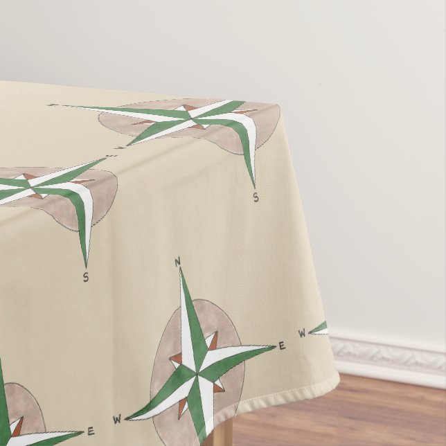 Camping Hiking Outdoor Summer Camp Compass Print Tablecloth (In Situ)