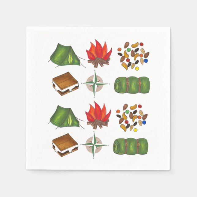 Camping Hiking Outdoor Summer Camp Napkins (Front)
