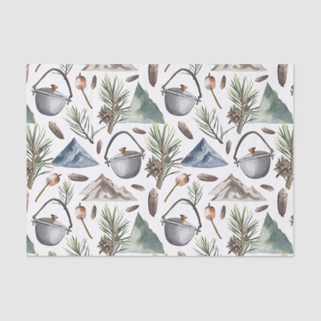 Camping, Hiking, Outdoors and Nature Themed  Tissue Paper (Front)