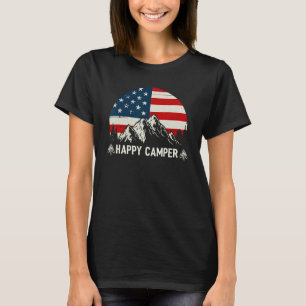 Camping Hiking Present Happy Camper Flag T-Shirt