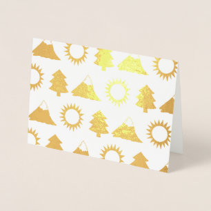Camping Hiking Sun Mountain Tree Woods Outdoor Foil Card