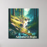Camping Hiking Trail in Woods | Digital Art