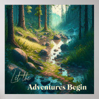 Camping Hiking Trail in Woods | Digital Art