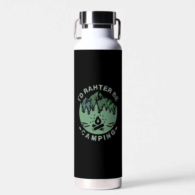 Camping - I'D Rather Be Camping Water Bottle (Front)