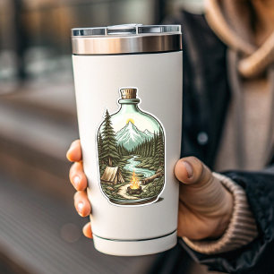 Camping In A Bottle Sticker   Die-Cut Sticker