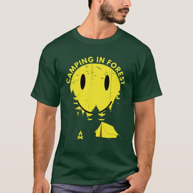 Camping in Forest Funny Camp Camper Gift T-Shirt (Front)