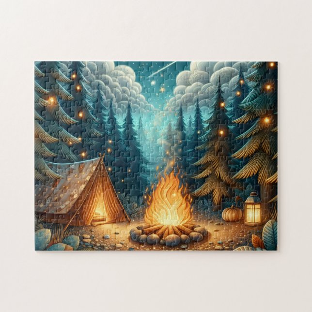 Camping in Forest Jigsaw Puzzle (Horizontal)