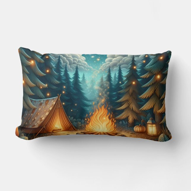 Camping in Forest Lumbar Cushion (Front)