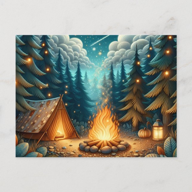 Camping in Forest Postcard (Front)