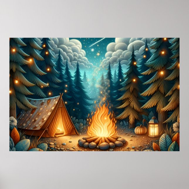 Camping in Forest Poster (Front)