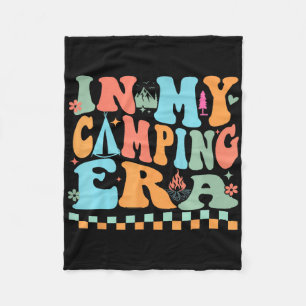 Camping In My Camping Era Retro Groovy Summer For Fleece Blanket