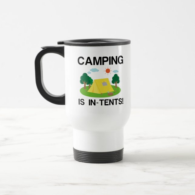 CAMPING IN TENTS TRAVEL MUG (Left)