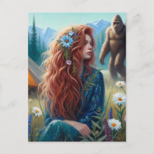 Camping In the Meadow With Sasquatch Postcard