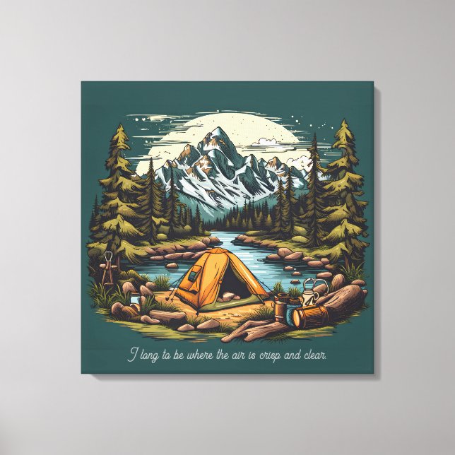 Camping In the Rocky Mountains Add Text Art Canvas Print (Front)