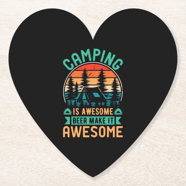 Camping is Awesome Beer Make it Awesome Paper Coaster (Front)