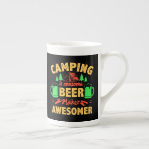 Camping is Awesome Beer Make it Awesomer-67688 Bone China Mug