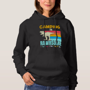 Camping Is Awesome Dinosaur Camper Boys Girls Camp Hoodie
