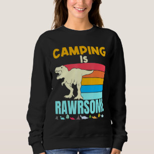 Camping Is Awesome Dinosaur Camper Boys Girls Camp Sweatshirt