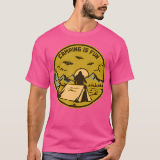 Camping Is Fun Ufo Bigfoot Funny Camping T-Shirt