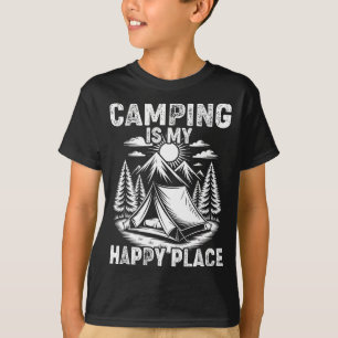 Camping is happy place funny camper forest camp T-Shirt